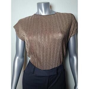 TANJAY Sweater Womens Cable Knit Raglan Sleeve Brown Linen Cotton Side PM